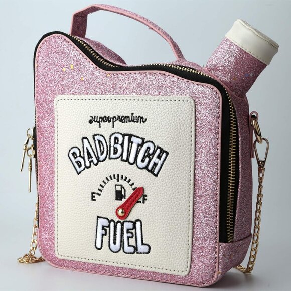 Gasoline Shape Shoulder Handbag Sequin PU CrossBody Bag for Women - Picture 2 of 5